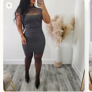 Elegant Black Glitter Mini Dress